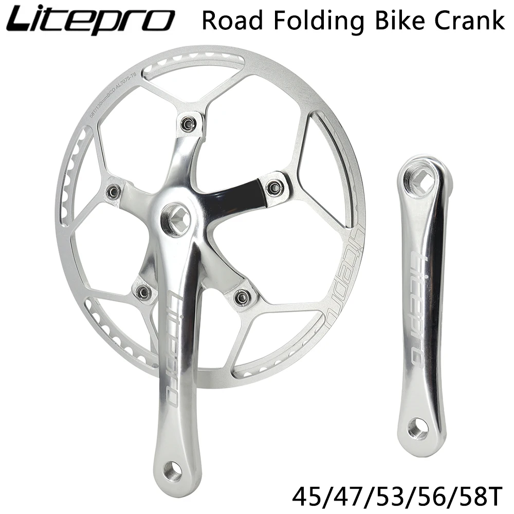 Litepro 130BCD Road Bike Crankset Integrated Chainwheel Crank 45T/47T/53T/56T/58T Single Chainring Crankset Bicycle Parts