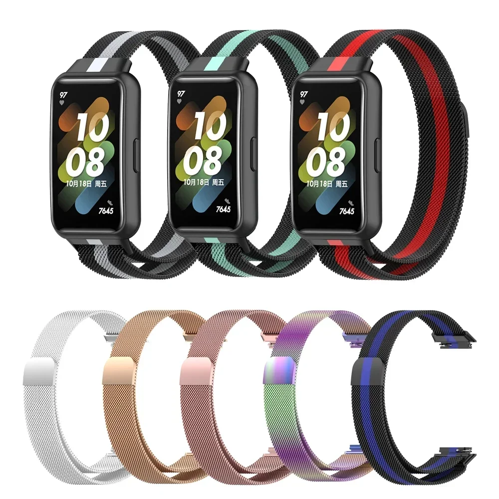 

Ремешок с магнитной петлей для смарт-часов Huawei Band 9 8 7 6 pro, сменный металлический браслет-браслет для Huawei Honor Band 6 7