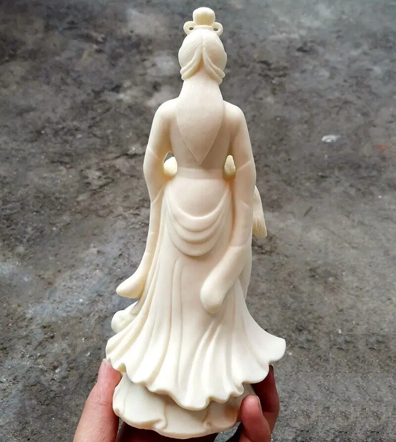 Tagua Nut Nine Tailed Fox Fairy Statue Marriage Love Feng Shui Decor Art Gifts