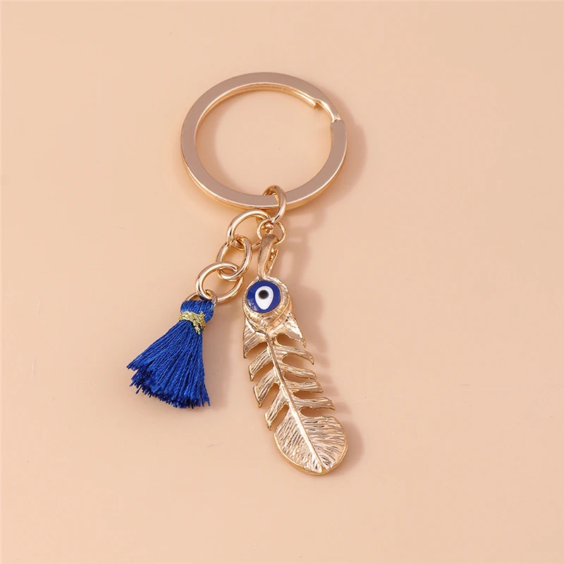 Retro Metal Turkish Luck Evil Eye Keychain Hamsa Hand Key Ring Pendants for Car Key Holder Handbag Decor Jewelry Gifts