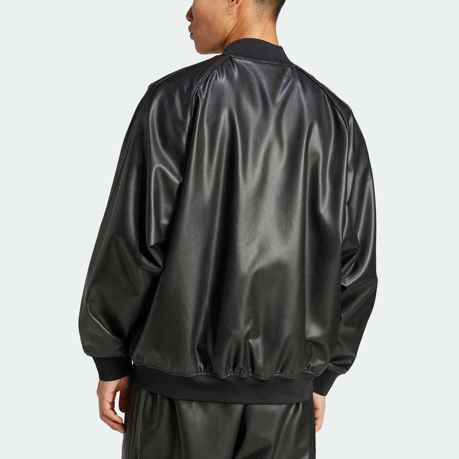 Adidas Official Genuine Three Stripes Men's Faux Leather Sport Warm Loose Jacket JC8220