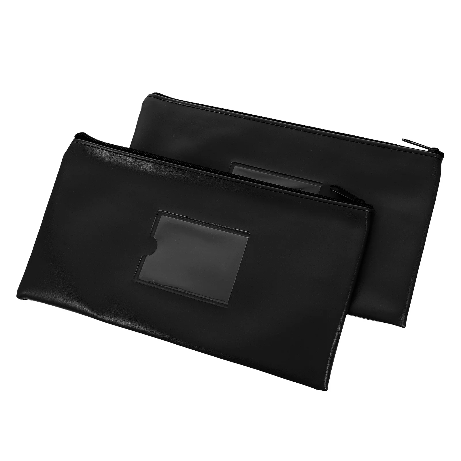 

2pcs Fake Document Pouch For Bills Receipts Invoices Storage Organizer With Zipper Card Slot Window Utility Bag