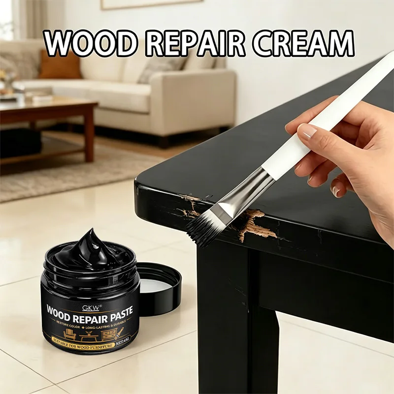 3-Farben-Holzreparaturpaste (Schwarz/Weiß/Braun), repariert Kratzer, Risse, Verblassungen an Türen, Schränken, Böden, Büromöbeln – Detail 5
