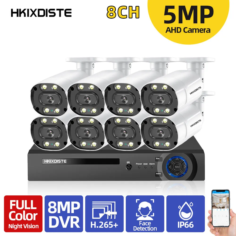 

5MP 8 Channel DVR Security Camera System Kit Outdoor Waterproof AHD CCTV Video Surveillance 8 Cameras System Set 8CH XMEYE H.265