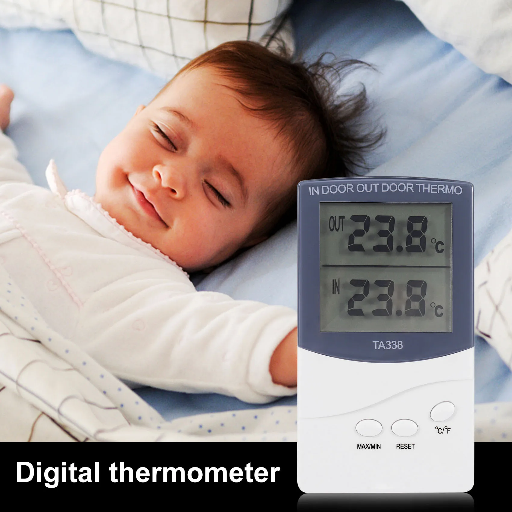 Termómetro Digital interior y exterior, sonda de temperatura