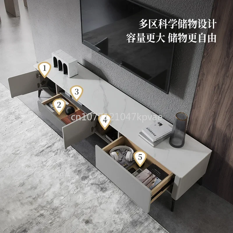 Modern Luxury and Minimalist Rock Plate Tea Table Tv Cabinet Combination Living Room Household Small Unit Pt027