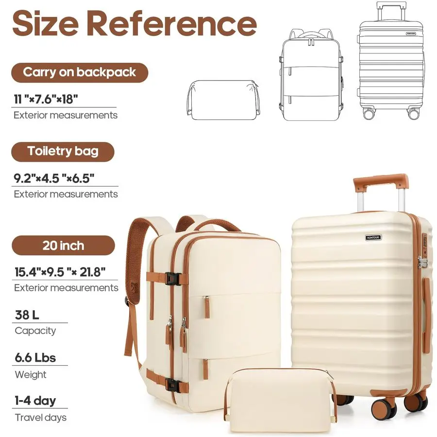 ピースラゲージセット 20インチ 機内持ち込みスーツケース スピナーホイール付き、PCハードシェル TSAロック、拡張可能＆完全裏地付きインテリア、AI