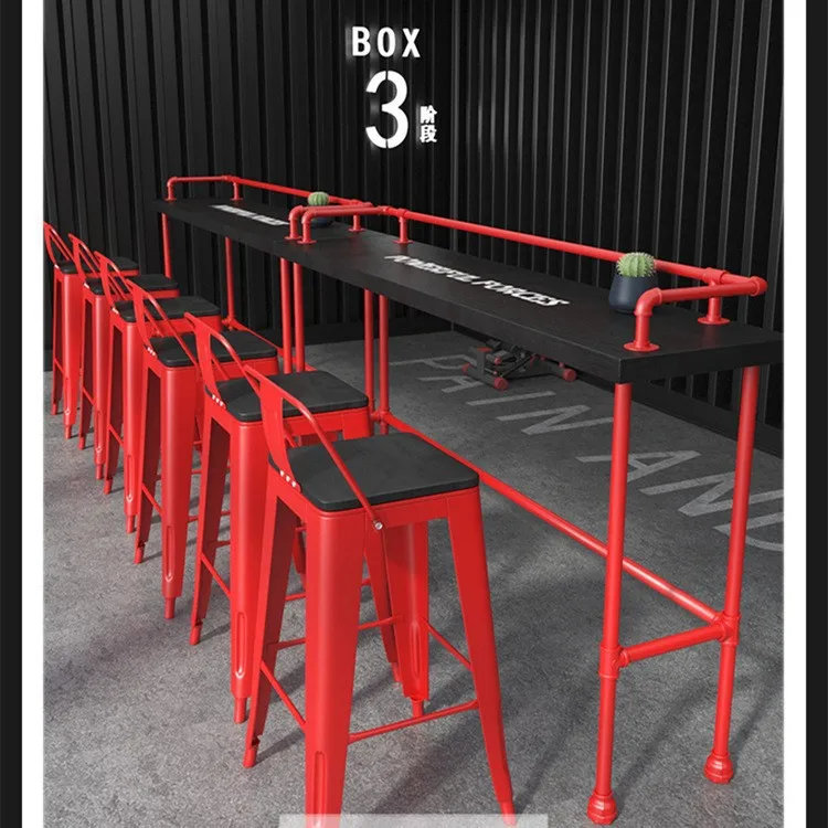 Milk tea shop tables and chairs against the wall narrow long table bar high table balcony simple