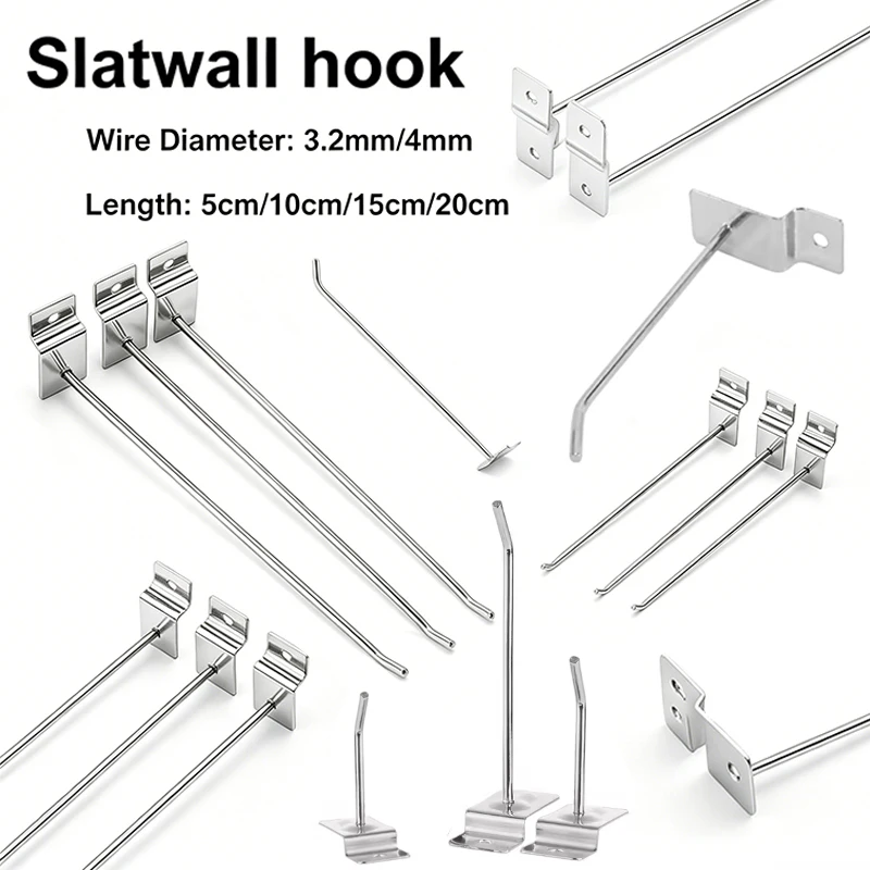 5-100Pcs Hole Board Hook Steel Oblique Hanger Shelf Hardware Tool Wall Mount Storage Rack Garage Pegboard Hook