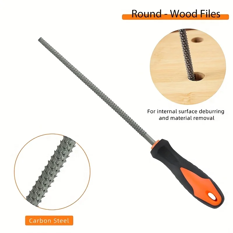 Wood File, Rasp 4PCs, Wood File Set, Wood Rasp, 24PCS Sandpapers, Wood Rasps for Woodworking, Woodworking Files, Round, Half-Rou