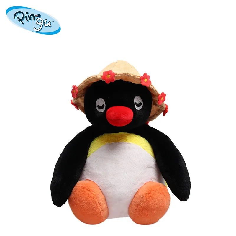 25 cm Genuino Pinguino Famiglia Ti Invia Un Bouquet Di Fiori Serie Peluche Cuscino Comfort Compagno Bambola Carina Ornamento Da Tavolo