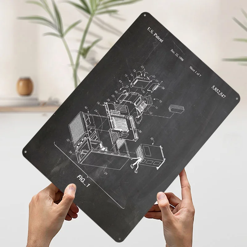 أجزاء الكمبيوتر براءة اختراع 1998 تين تسجيل الجدار ملصق فني عناصر الديكور الداخلي خمر علامات معدنية الرجعية للديكور المنزل