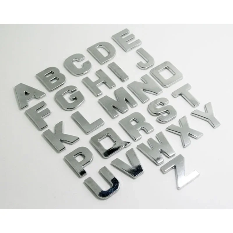 

1pc Car Stickers Letter Alphabet Number Digital 3D Chrome Decal Decorate Badge DIY Silver Auto Styling Accessories