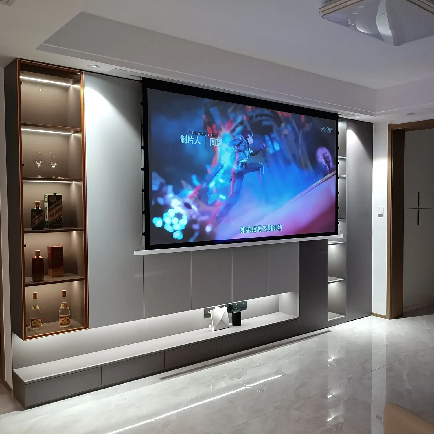 Projection screen Embedded hidden ceiling electric screen 16:9 ultra high definition