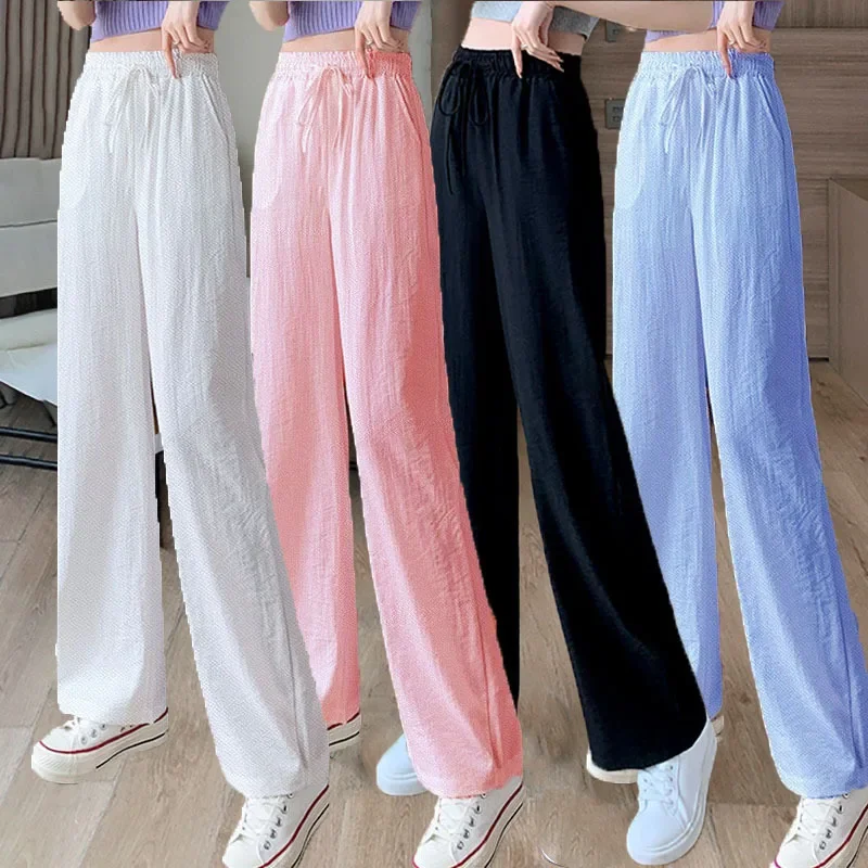 Nuovo stile estate donna signora ragazze moda primavera Casual pantaloni sportivi larghi pantaloni autunnali abbigliamento a vita alta pantaloni Streetwear