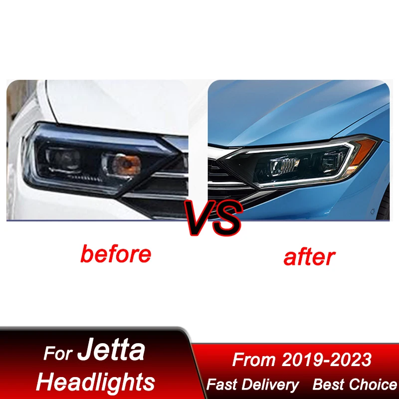 Pop Car Led Headlights For Volkswagen VW Jetta 2019-2023 EU US Version LED Auto Headlamp Assembly Projector Lens Accessories Kit