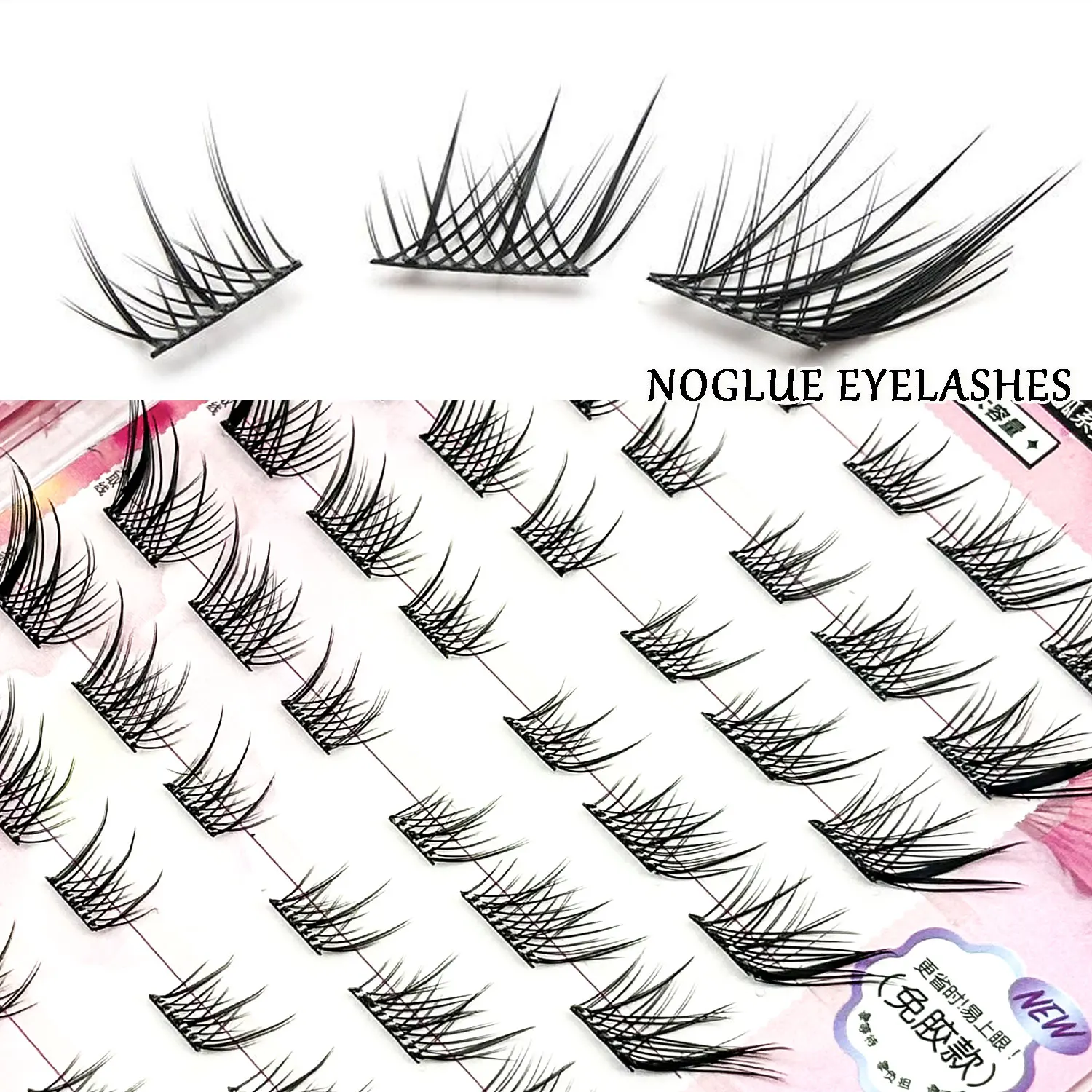 Noglue Eyelashes Fox Style False Eyelashes Glue Strands Lashes DIY Individual Eyelashes Natural Lash Clusters Adhesive Eyelash