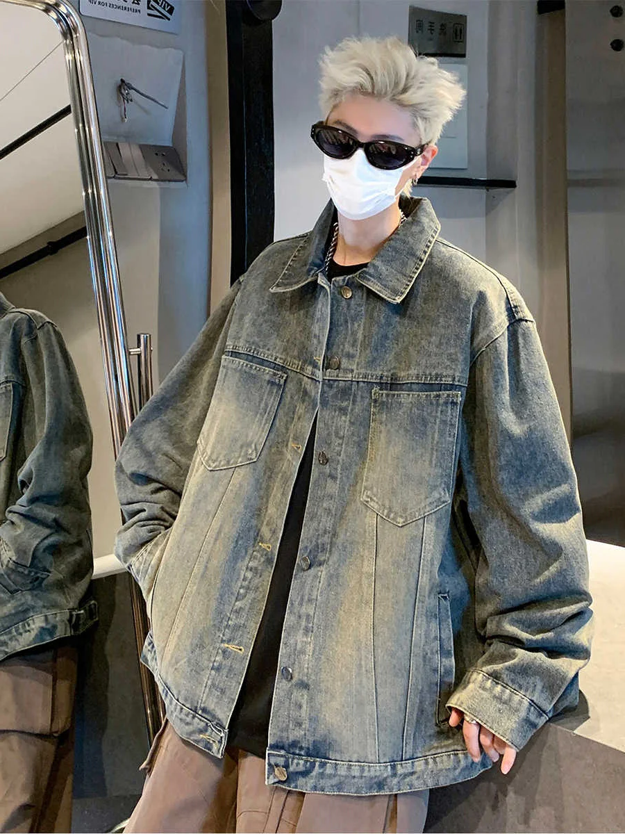 الرجعية الأمريكية Waed الدنيم Jaet الرجال ort ربيع الخريف طوق عمال Jaet خمر بارد المظهر الجينز Jaet #1