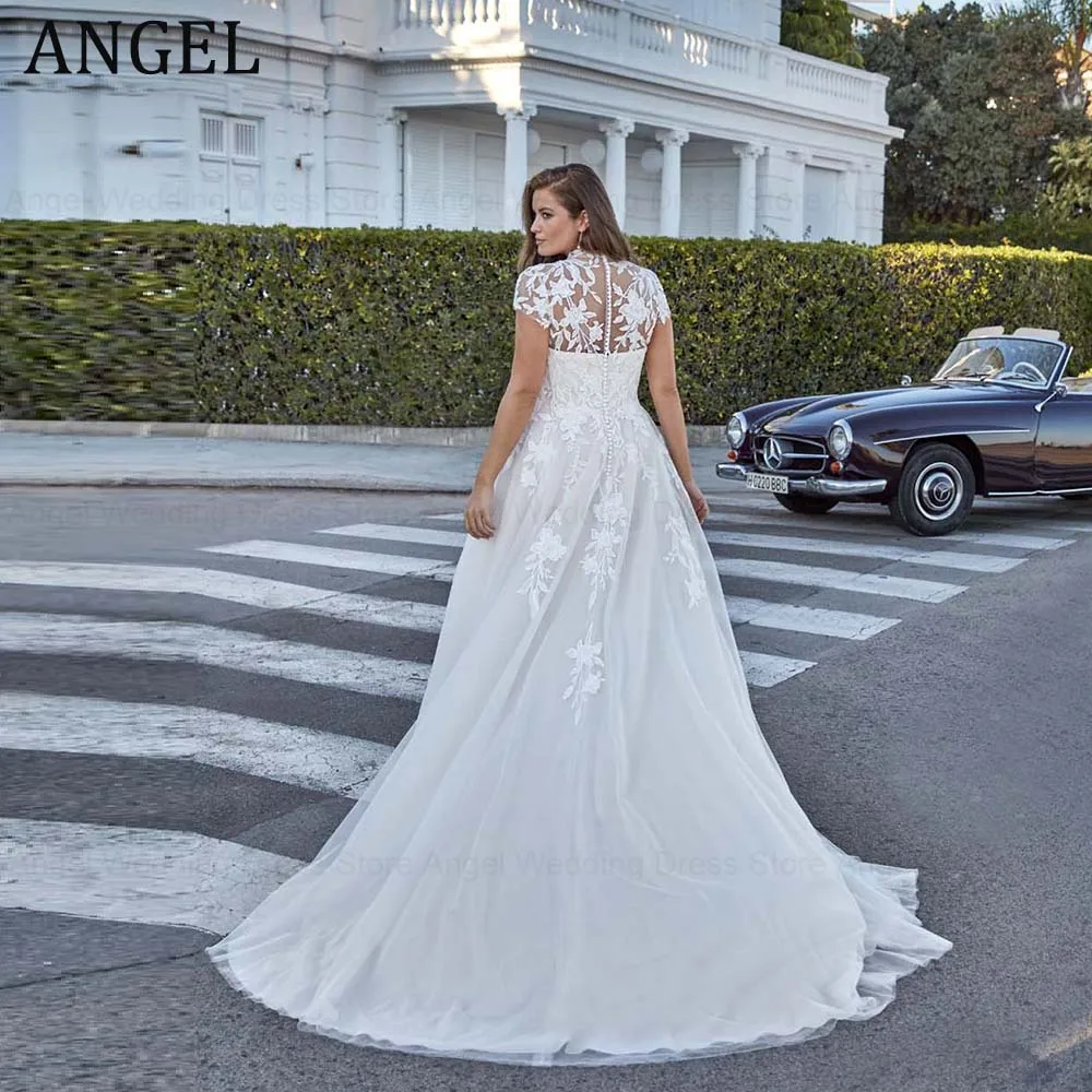 ANGEL Customized Boho Plus Size Wedding Dress 2026 A-Line Halter Long Bridal Gowns Applique Zipper Tulle Button Vestido de Novia