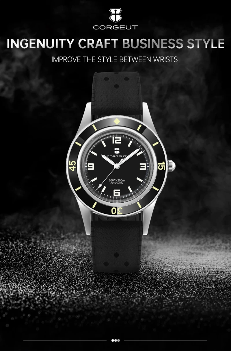 CORGEUT 50-Fathoms Dive Watch WD50F NH35 Automatic Movement 40mm Watch For Man Luminous 200m Waterproof Sapphire Vintage