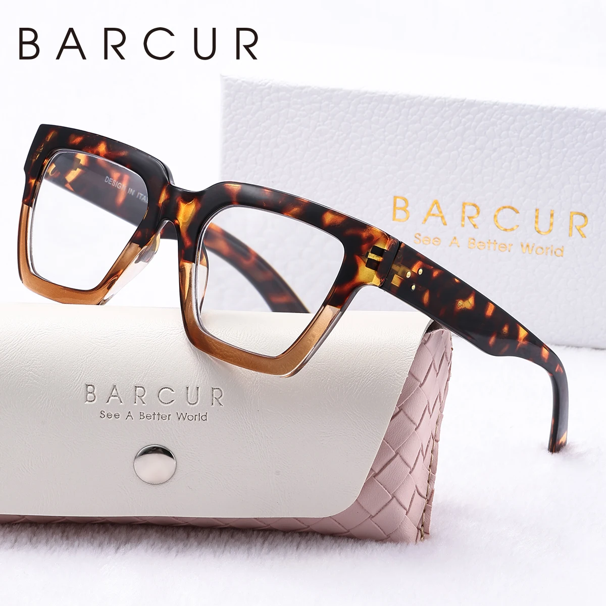 BARCUR Blaue quadratische Damen-Lesebrille, großer PC, dicker Rahmen, mehrere Grad optional, Herrenbrille, weiße Geschenkbox – Detail 9