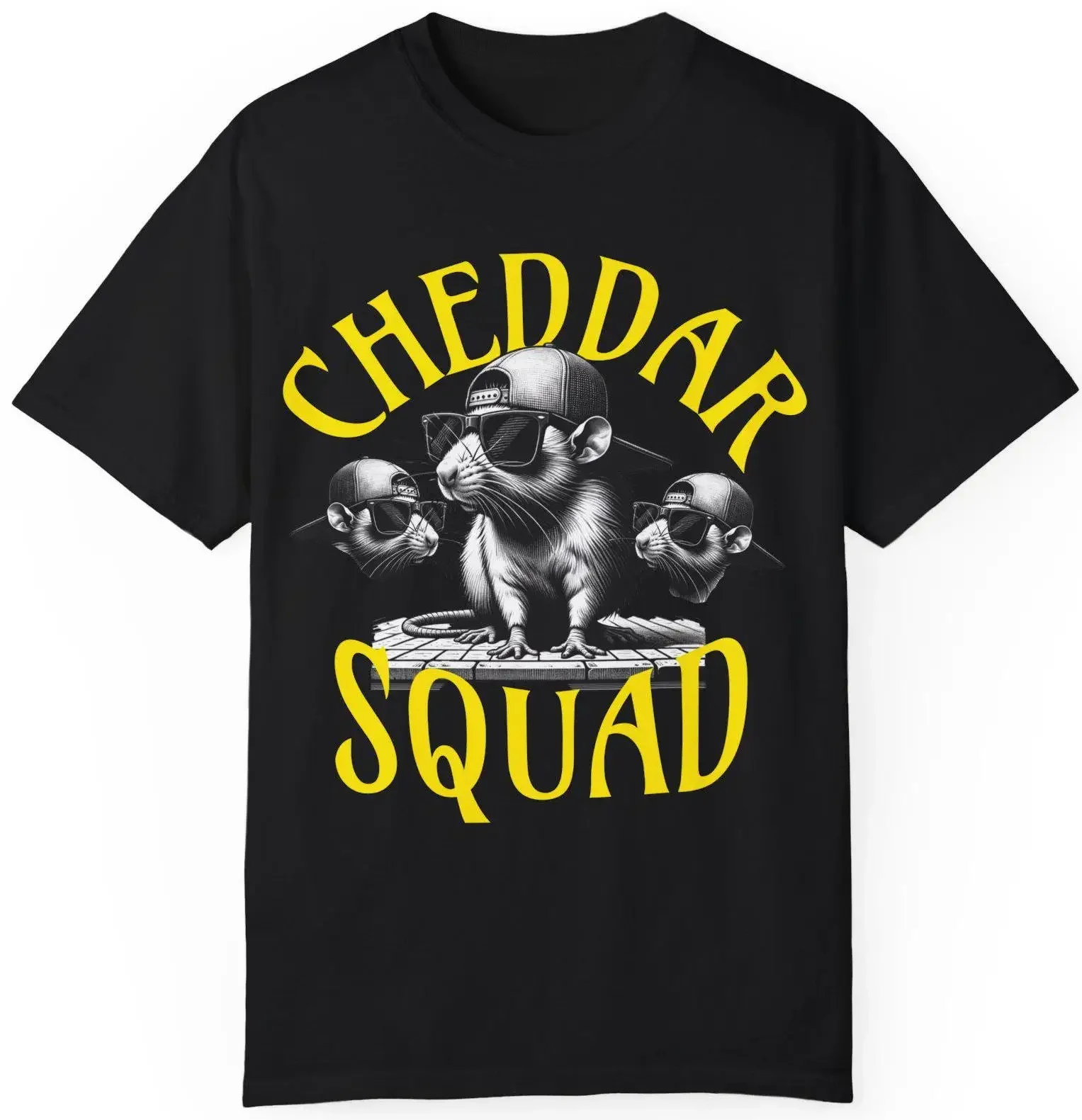 Cheddar Squad T Shirt Cool Rat Garment Dyed Lover Hipster Animal Apparel