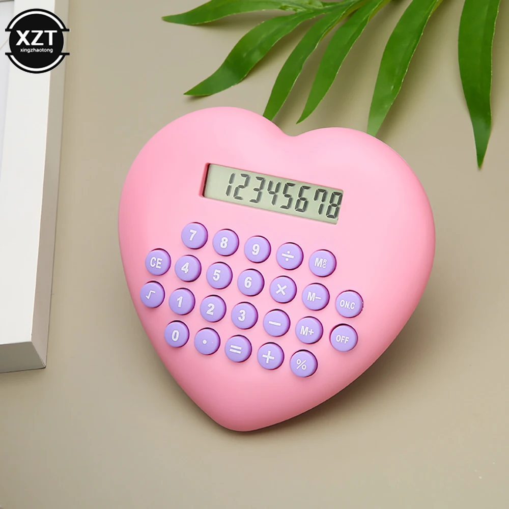 New Multi-function 8-bit Calculator Creative Love Computer Font Clear Plastic Keys Student Supplies Wholesale Cute Calculator