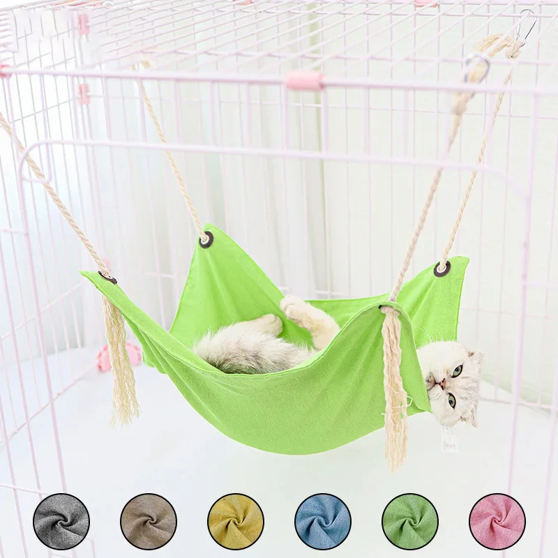 

Manufacturers New Products Summer Pet Breathable Cotton and Linen Hammock Cage Swing Cat Litter Cat Hanging Mat Cat Litter