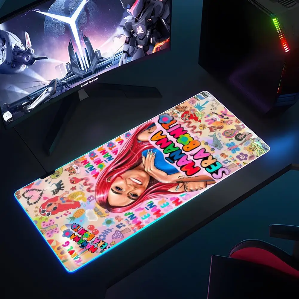 Karol G Muismat Rgb Lichtgevende 700X400Mm Grote Tafel Pad Gecodeerd Anti Slip Super Grote Muismat