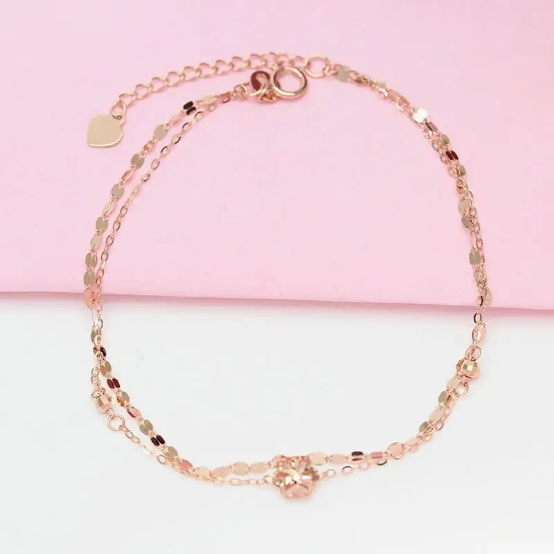 女性のためのバラと金メッキのダブルブレスレット,新しいコレクション,14kの花,絶妙なジュエリー