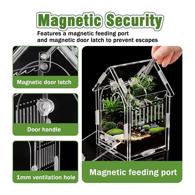 مجموعة تررم أكريليك تريند 2025 - أبعاد داخلية 3.15 بوصة × 3.15 بوصة × 5.6 بوصة حاوية عنكبوت القفز مناسبة لـ Tarantulas، Mant #5