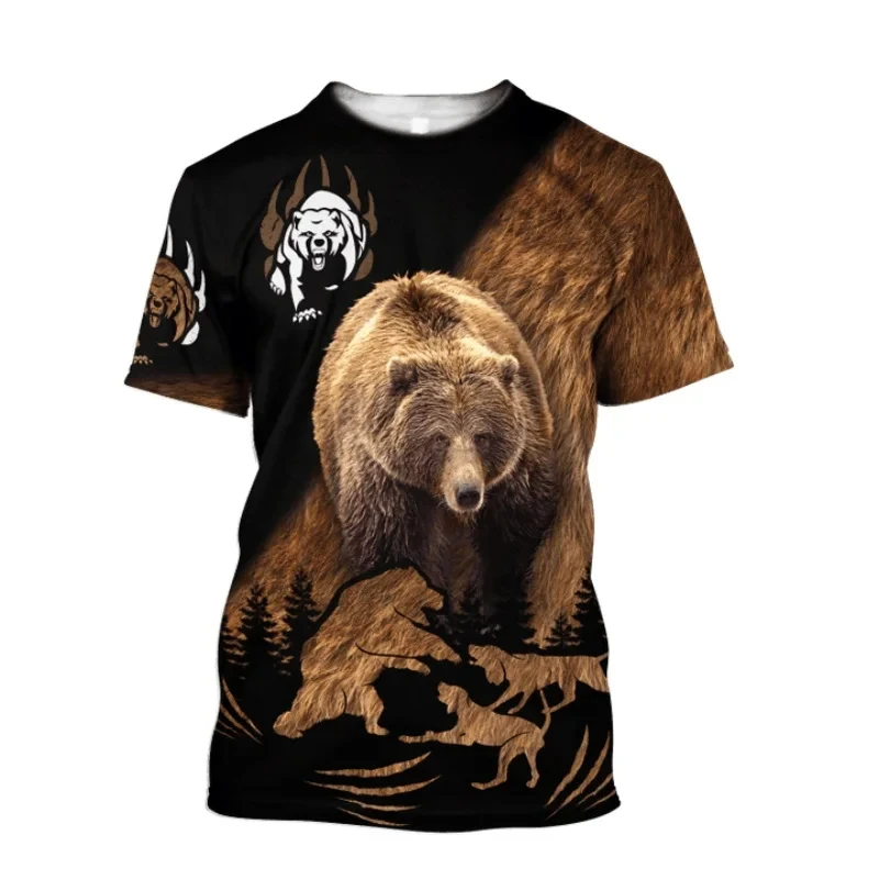Animal Bear 3D Print Graphic Men T-Shirt Harajuku Fashion Short Sleeve Tshirts Summer Streetwear Unisex Tops 4XL Drop Shipping