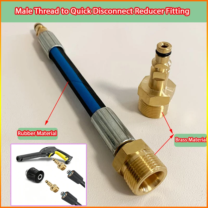 High Pressure Washer Hose Connector, M22 External Thread Quick Plug Solid Brass Fitting for Karcher K2 K3 K4 K5 K6 K7 Washers