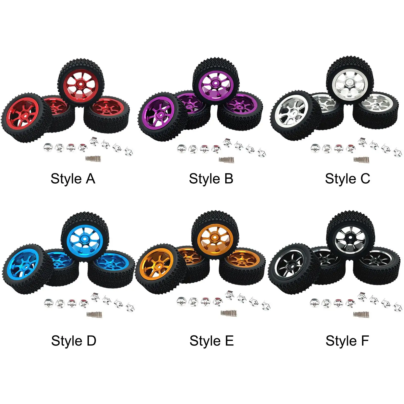 4x RC Wheels and Tires with Hex Wheel Hubs RC Modification Accessory Spare Parts RC Tires and Rims for Wltoys 1/14 RC Car DIY