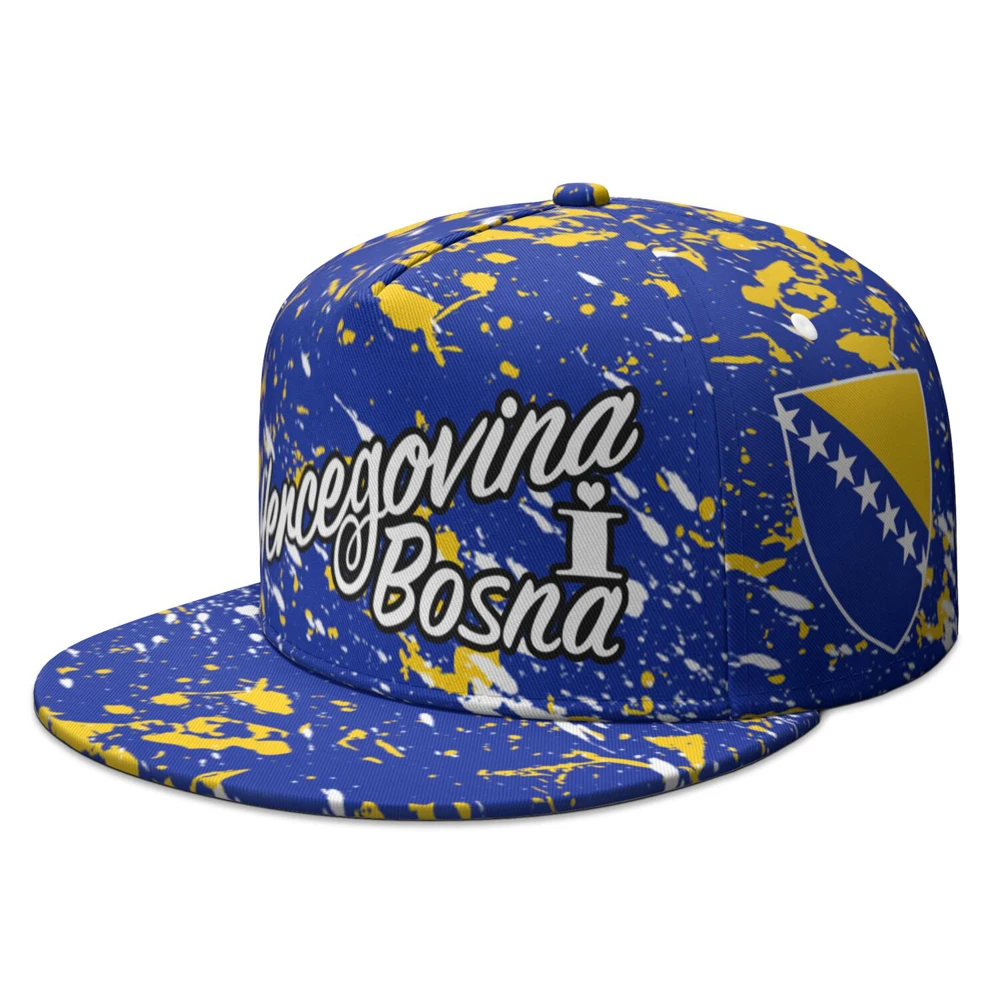 Bosnia and Herzegovina Flat Brimmed Hat Free Custom Name Number Logo Baseball Cap Bosnian Bih Flag Croatian Photo Headgear