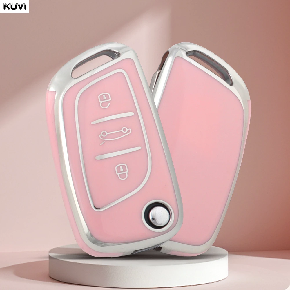 For Citroen C2 C3 C4 C5 C6 C8 DS4 For Peugeot 107 207 306 307 407 308 607 Fashion TPU Car Flip Key Case Cover Shell Fob Holder