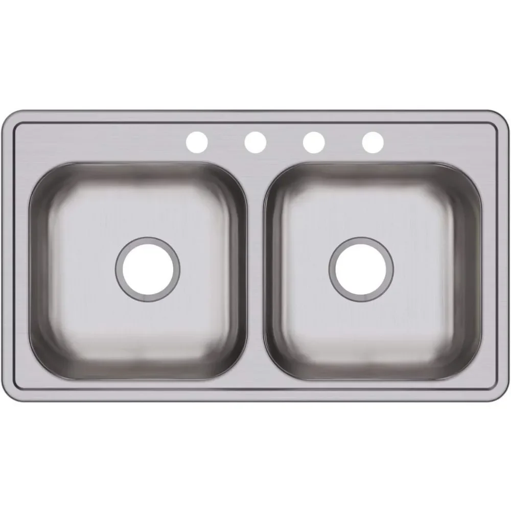 Kitchen Sink D233194 Double Bowl Drop-in Stainless Steel Sink 33 X 19 X 6.5