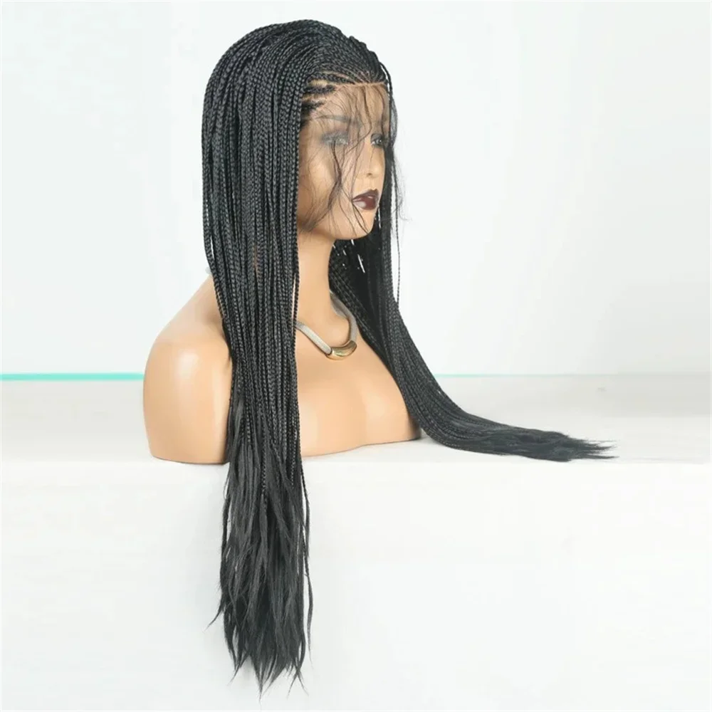 13x4 Wig kepang renda depan Wig sintetis Afro dreadlock untuk wanita 30 inci 3x Wig Frontal renda transparan kepang putaran