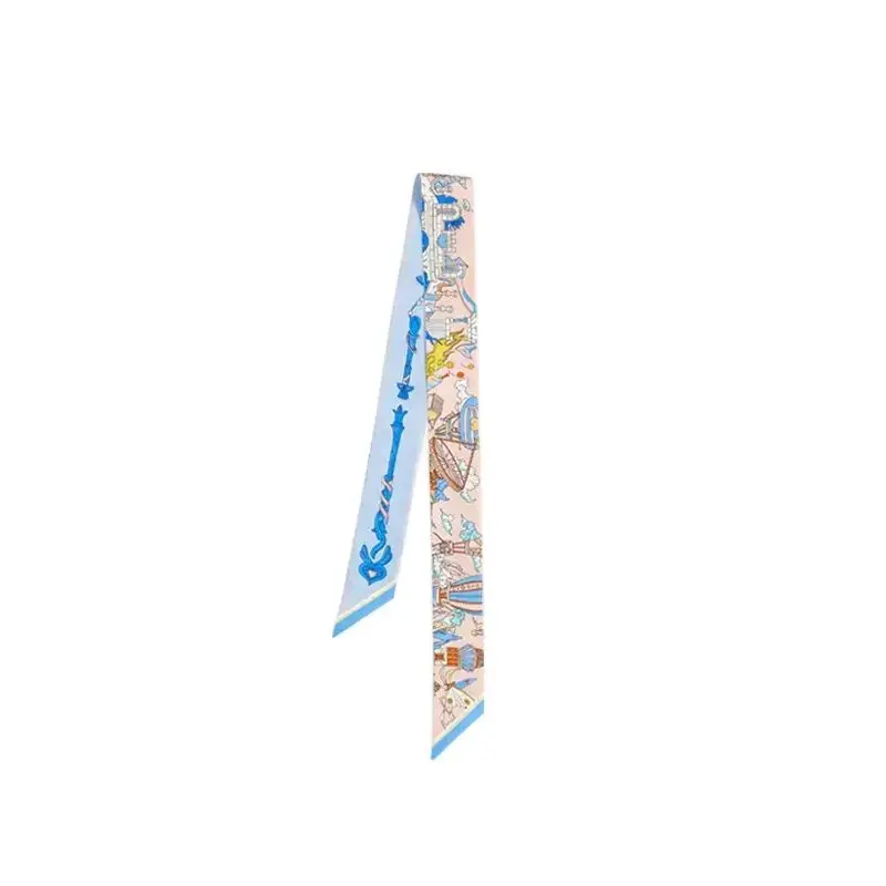 BirdTree, 100%Mulberry Silk Original Design Scarf, Flower Printed, Women French Headband Scarf, Mom's Gift 2024 Summer A45629QC