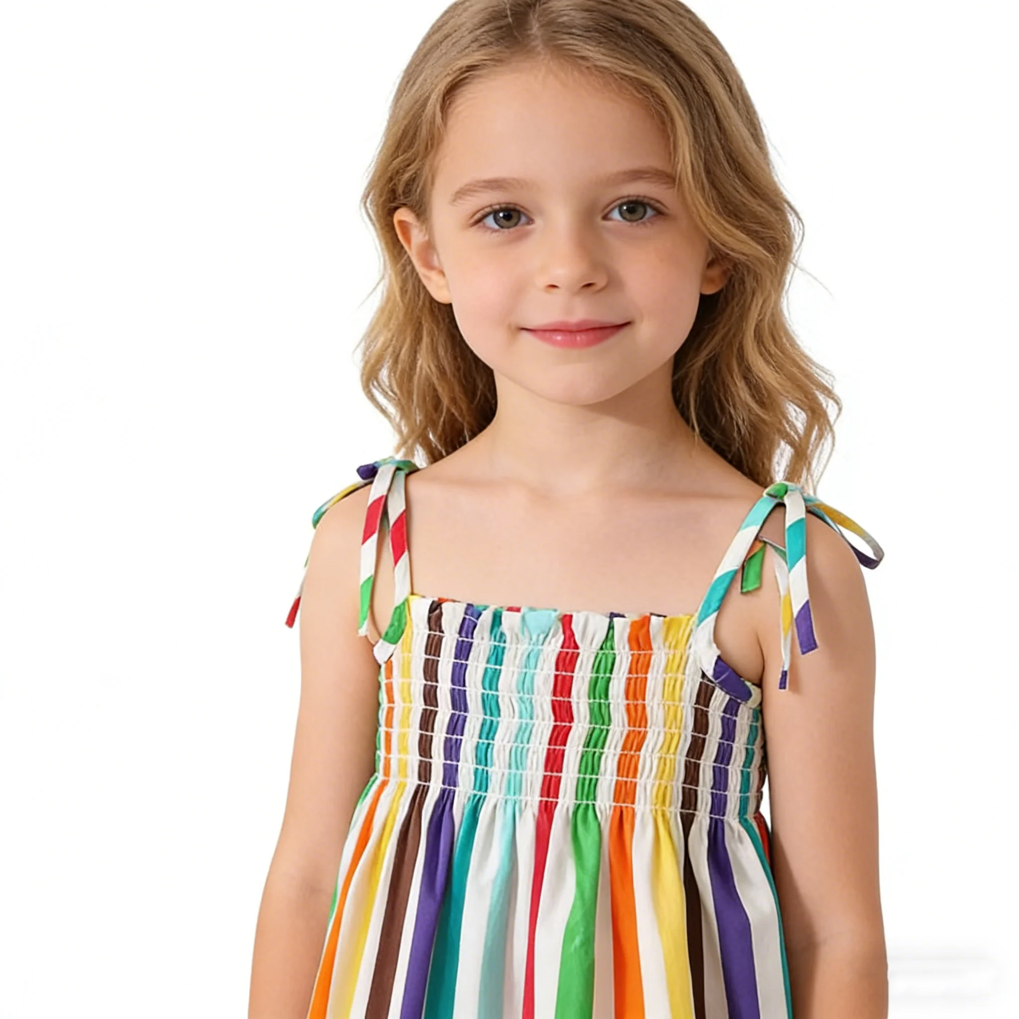 Children Girls Summer Casual Dress Iridescent Suspender with  Cute Clothes for 2-6T Girls Princess Wedding Party Gift Costume