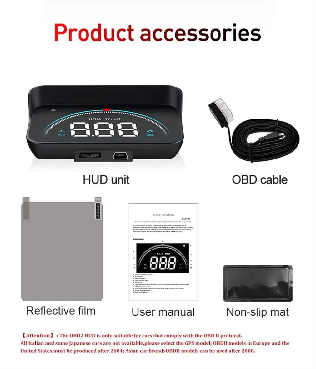 M8 Auto HUD Head-Up-Display OBD2 Geschwindigkeitswarnung Auto Elektronische Wassertemperatur LED Digital-Projektor Windschutzscheibe – Detail 19