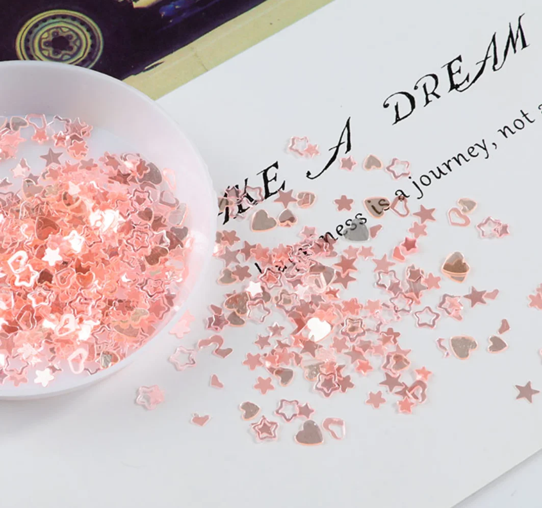 YTYIN كريستال مسمار الترتر مختلط ستار القلب رقائق البرقوق الترتر pailletes ل رسومات أظافر مانيكير ، ديكور الزفاف النثار
