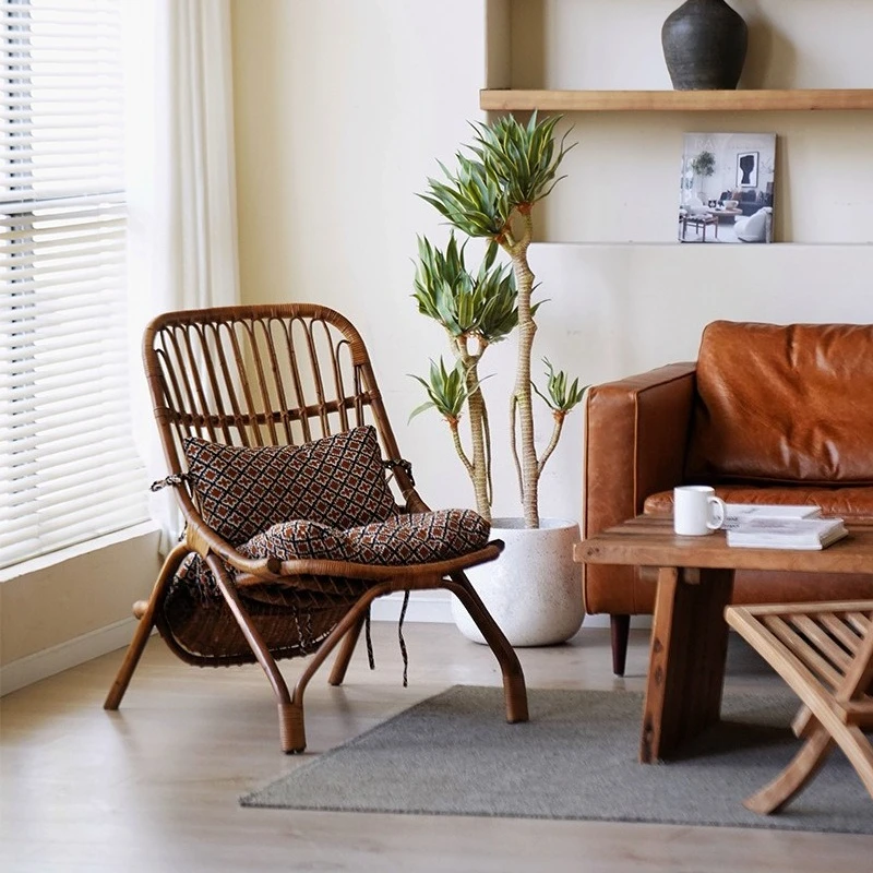 

Nordic, retro, recliner, natural, Indonesian, rattan, home, lazy, casual, nap, balcony, rattan chair