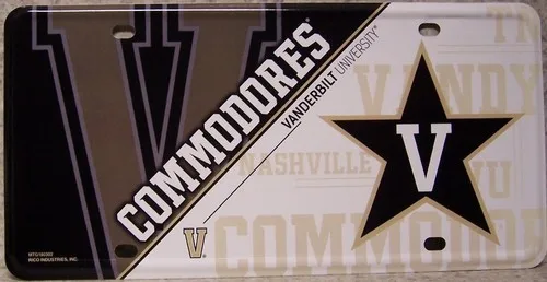 Aluminum License Plate Vanderbilt University Commodores NEW Aluminum