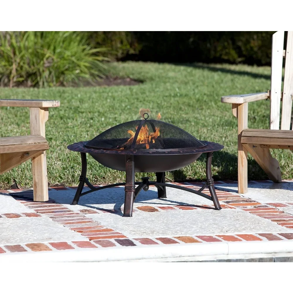 Fire Pit Roman Brushed Painted Steel Legs Wood Burning Lightweight Portable Patio Outdoor Firepit Backyard