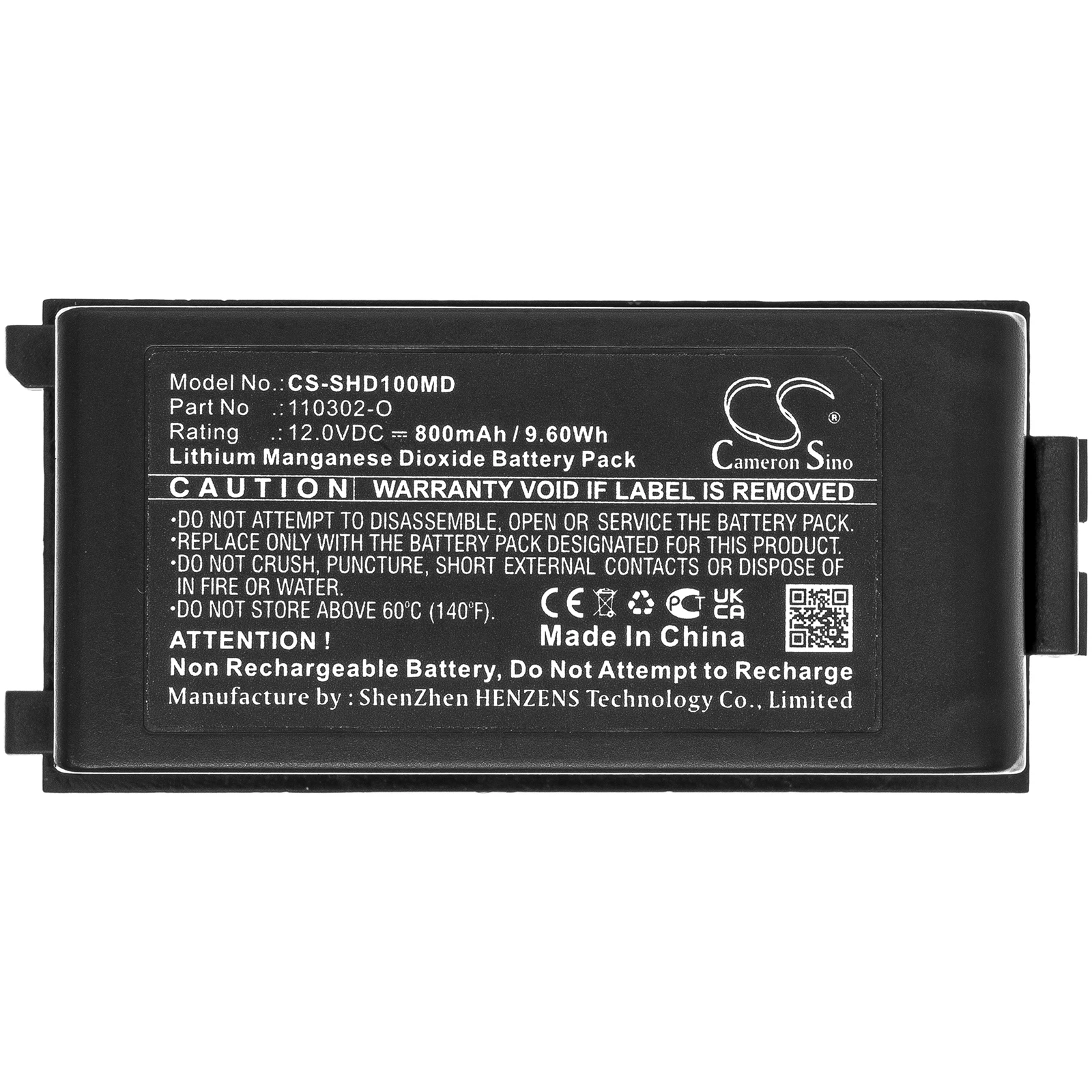 CS แบตเตอรี่ทางการแพทย์สำหรับ Schiller Defibrillator Easyport เหมาะกับ110302-O 800MAh/9.60Wh Li-MnO2 12.00V