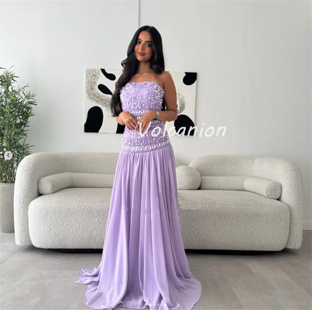 Customized Sizes Available Exquisite Chiffon Rhinestone Beading Draped Straight Strapless Long Dresses Bespoke Occasion Dresses