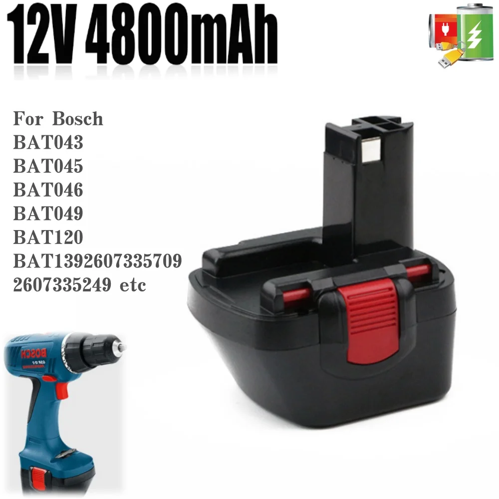

Для Bosch 12 В аккумулятор для отвертки 12 В 4800 мАч PSR BAT043 BAT045 BAT046 BAT049 2607335273 2607335274