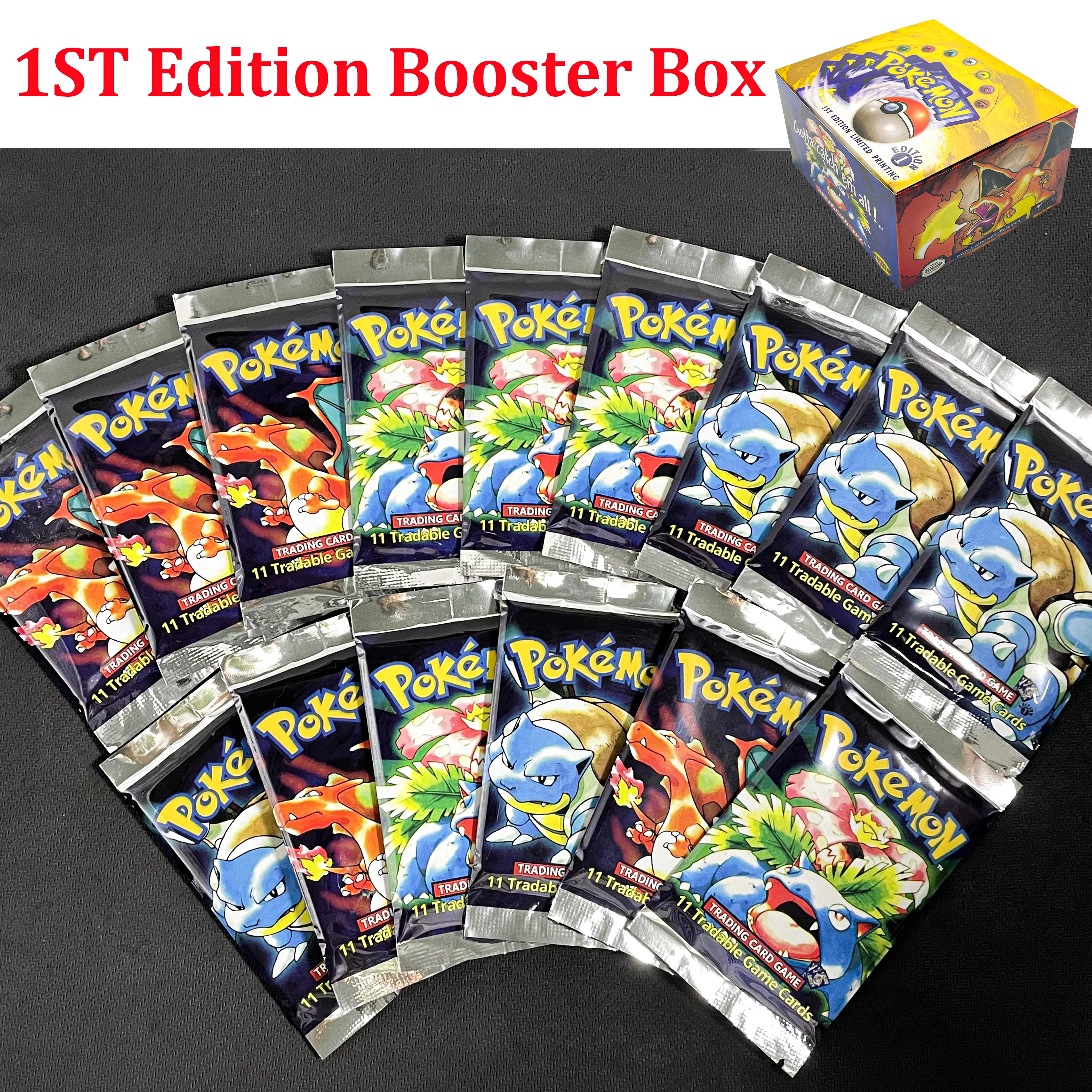 PTCG 1ère édition Booster 36 paquets/boîte tout nouveau ensemble de Base d'emballage scellé ensemble complet Charizard Blastoise Venusaur carte de jeu de combat