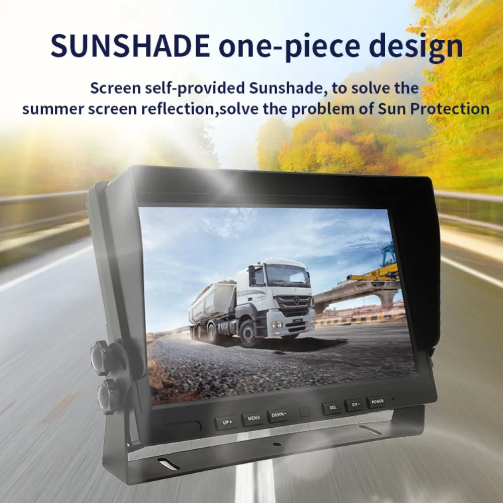 10.1 Inch Quad Car Monitor Reverse Monitor for Bus Truck Tractor Monitor Split Image DVR 1080P Wired Truck Backup Camera System